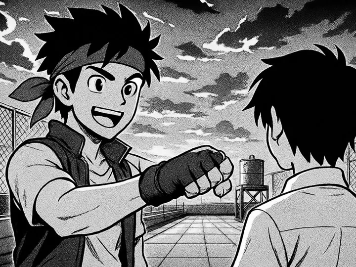 Kai and Ren after the fight, grudging respect